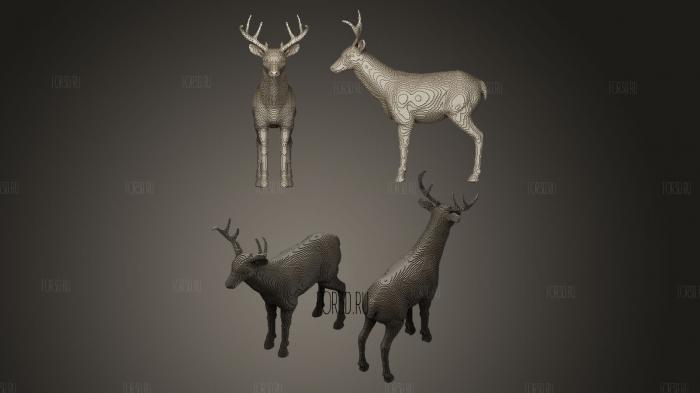 deer from cubes stl model for CNC